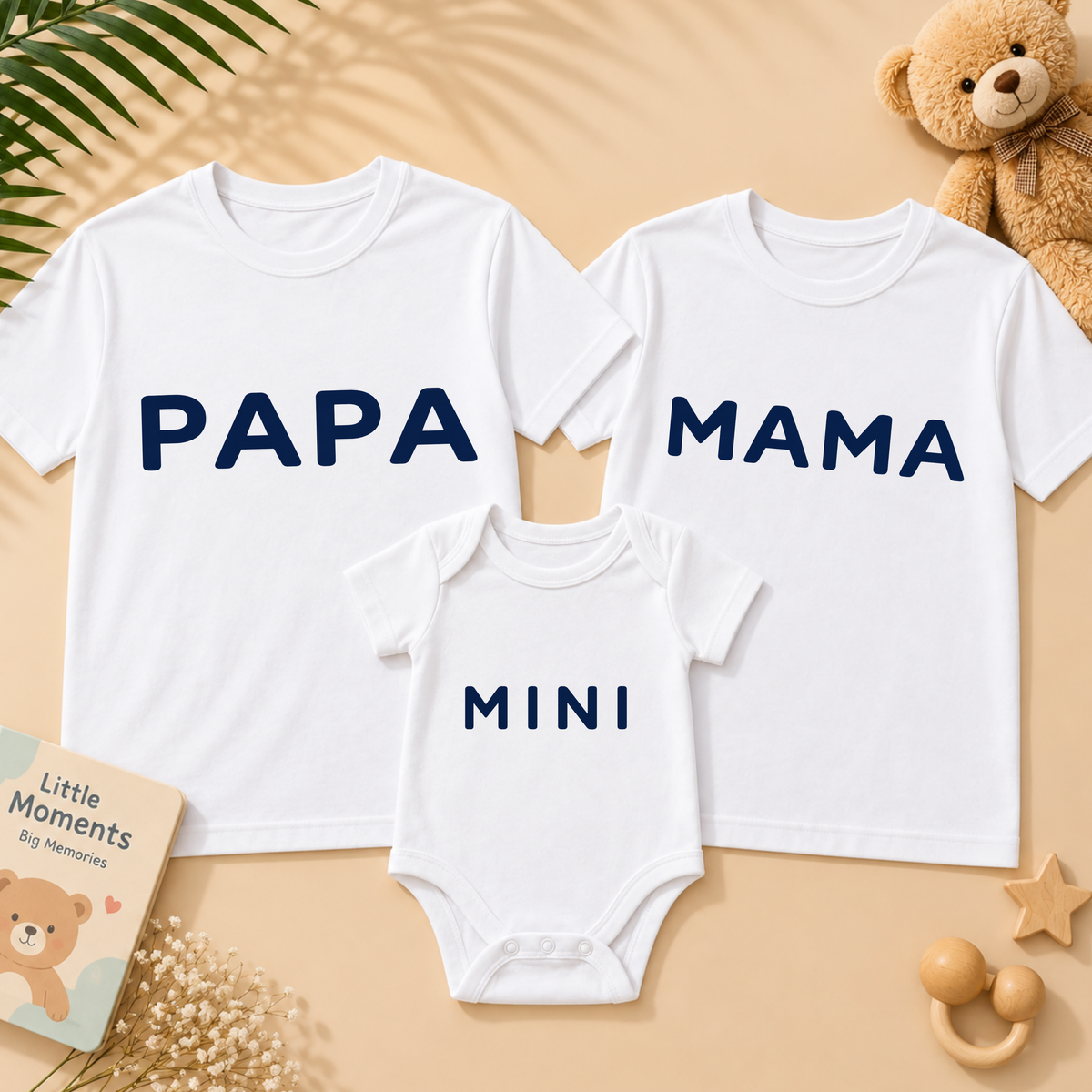 🤍 FAMILY MINI ME TRIO – PAPA, MAMA & MINI
