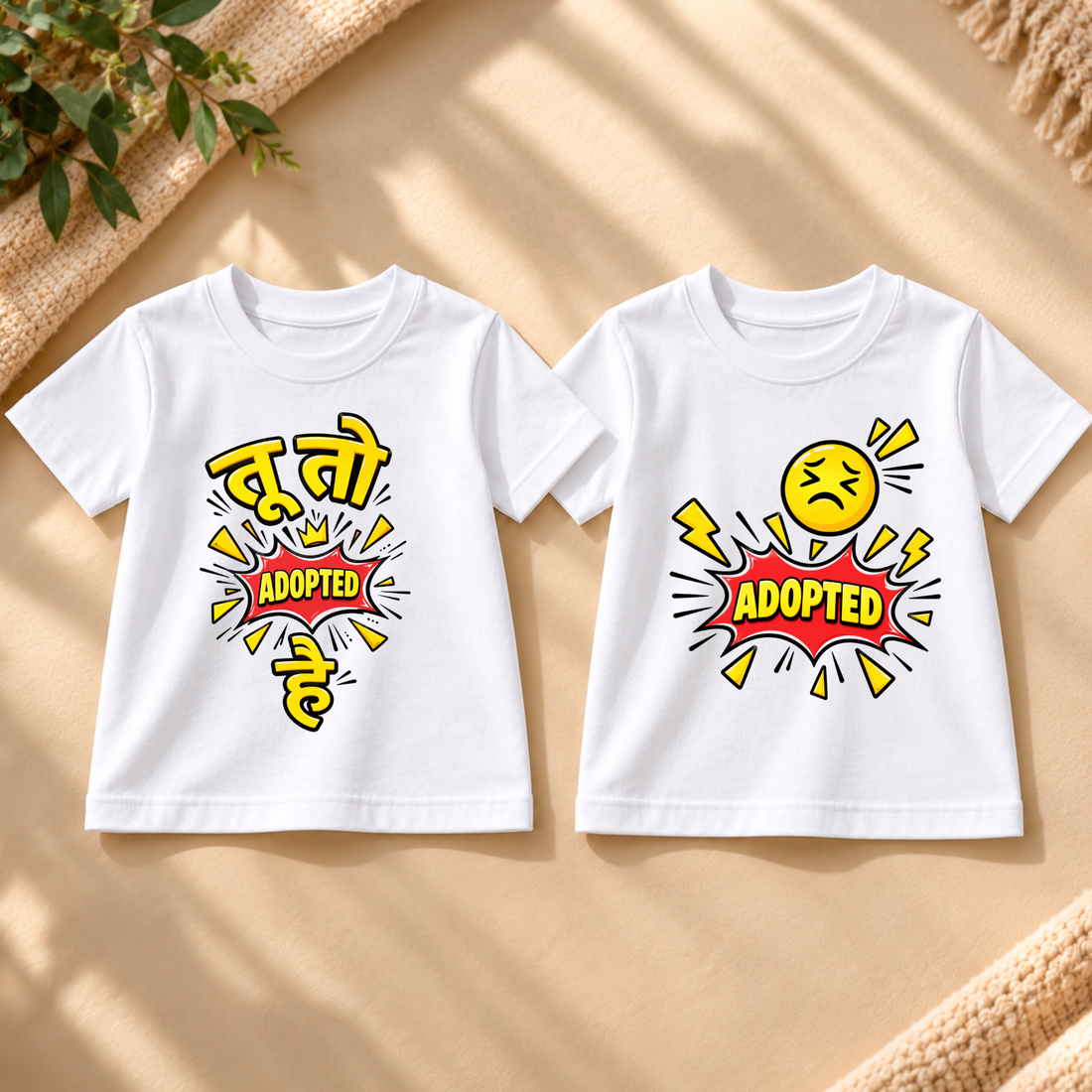 ADOPTED BROTHER & SISTER MATCHING T-SHIRT COMBO – WHITE