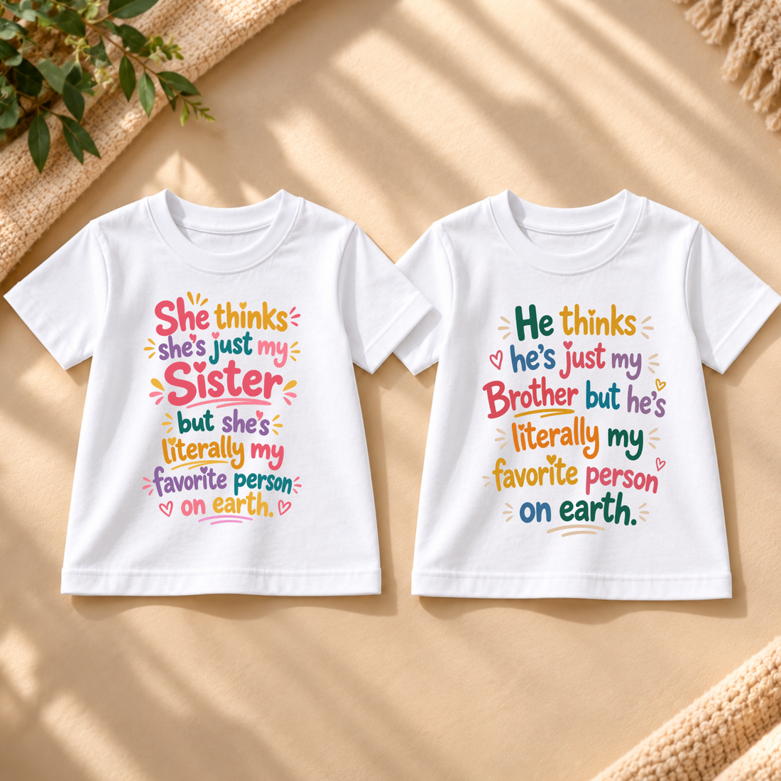 MY FAVORITE PERSON BROTHER & SISTER MATCHING T-SHIRT COMBO – WHITE