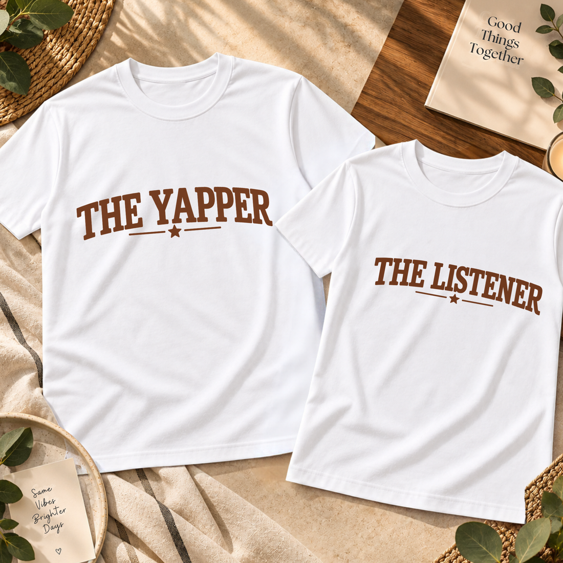 THE YAPPER & THE LISTENER COUPLE MATCHING T-SHIRTS