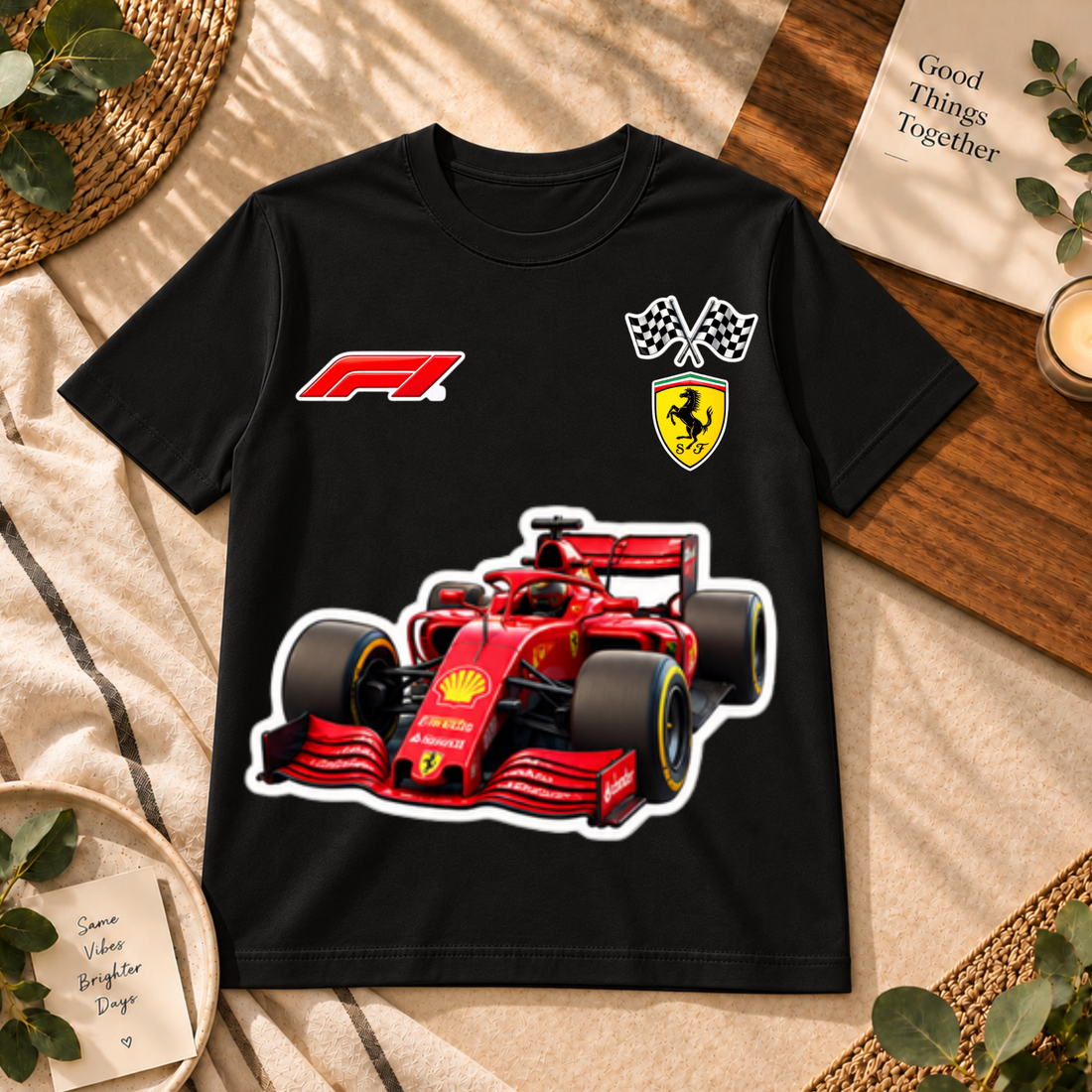 Racing Speed Front & Back Graphic Black T-Shirt