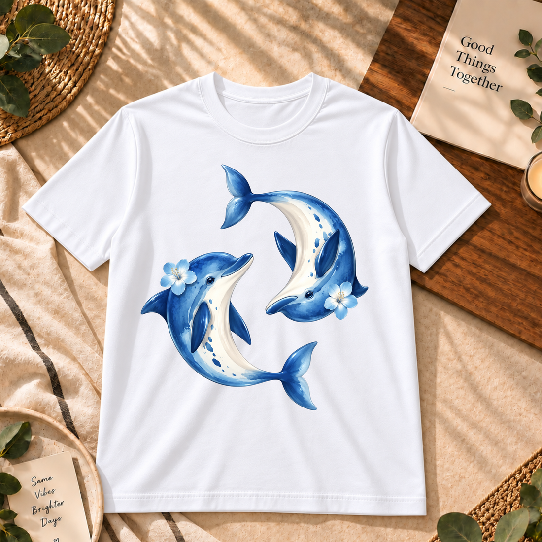 Blue Dolphin Duo Printed T-Shirt