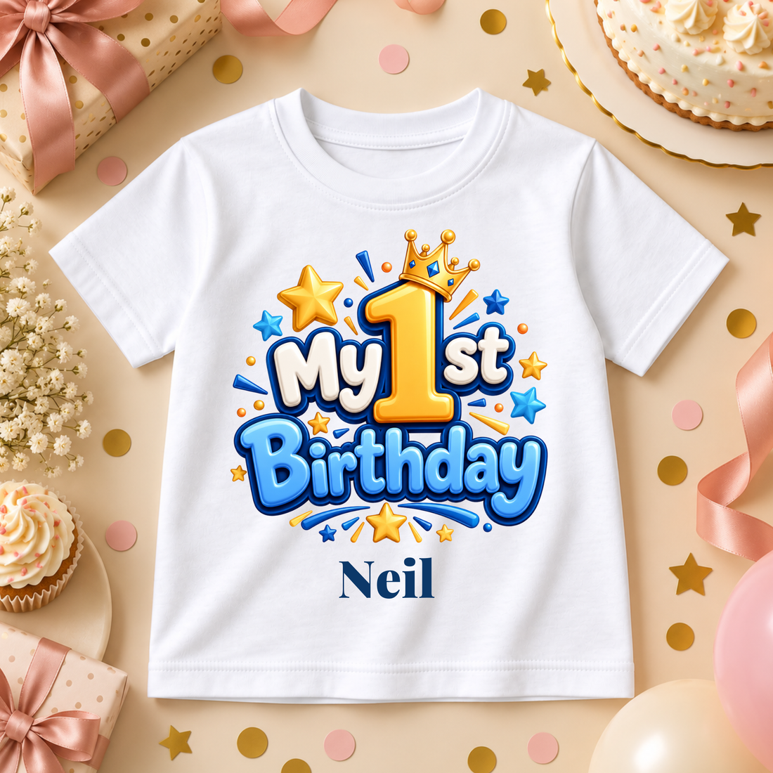 My First Birthday Crown Personalized Birthday T-Shirt