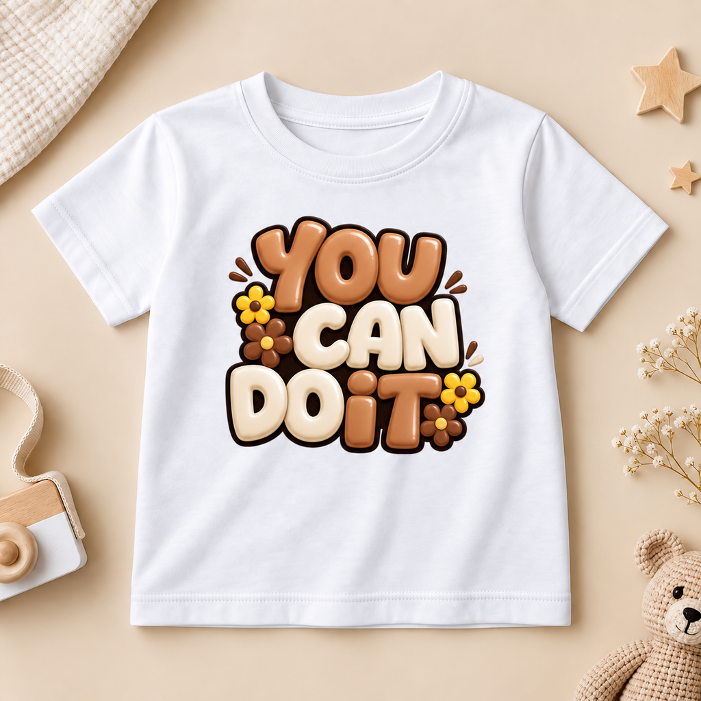 You Can Do It Graphic Kids T-Shirt 🌼🤎