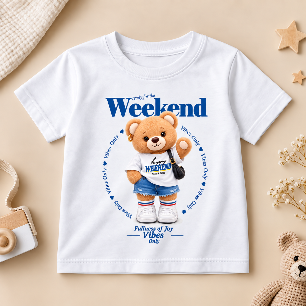 Happy Weekend Teddy Kids T-Shirt