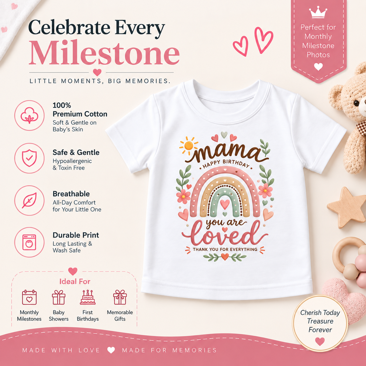 Mama Happy Birthday Rainbow Kids T-Shirt