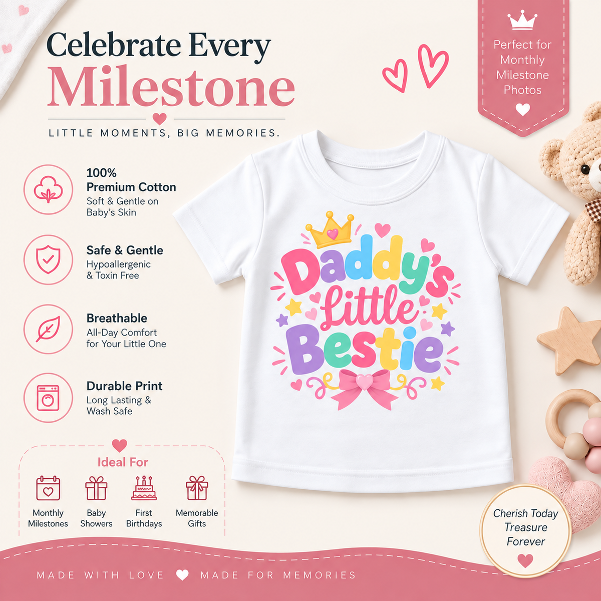 Daddy’s Little Bestie Kids T-Shirt