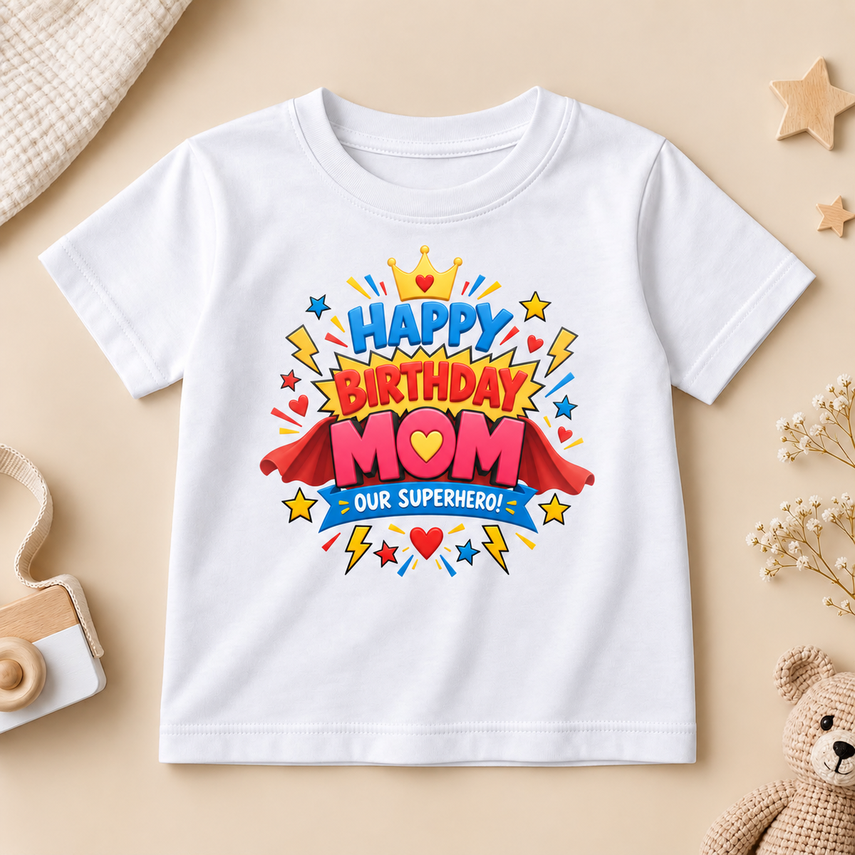 Birthday Superhero Mom Kids T-Shirt