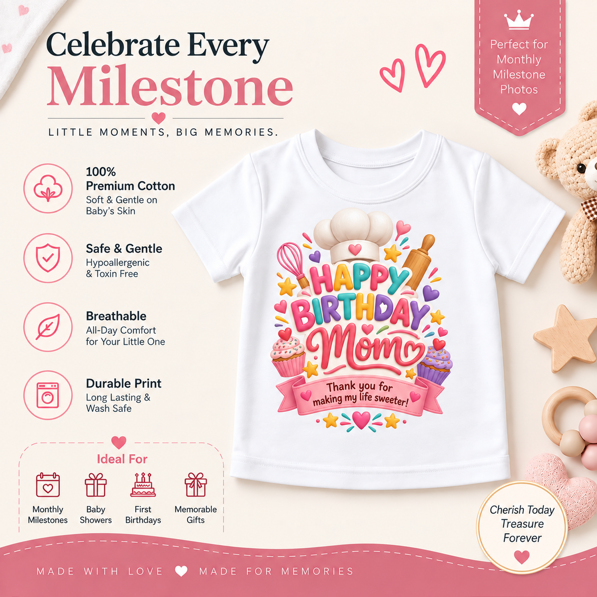 MOM’S SWEETEST CELEBRATION KIDS T-SHIRT