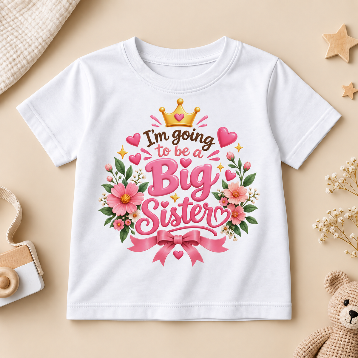 BIG SISTER FLORAL CELEBRATION KIDS T-SHIRT