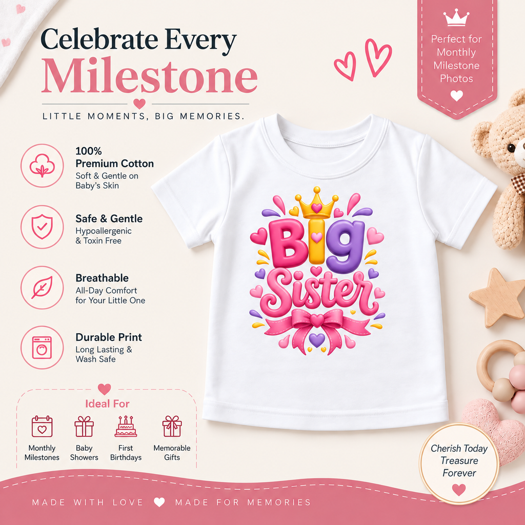 BIG SISTER LOVE BOW PRINT KIDS T-SHIRT