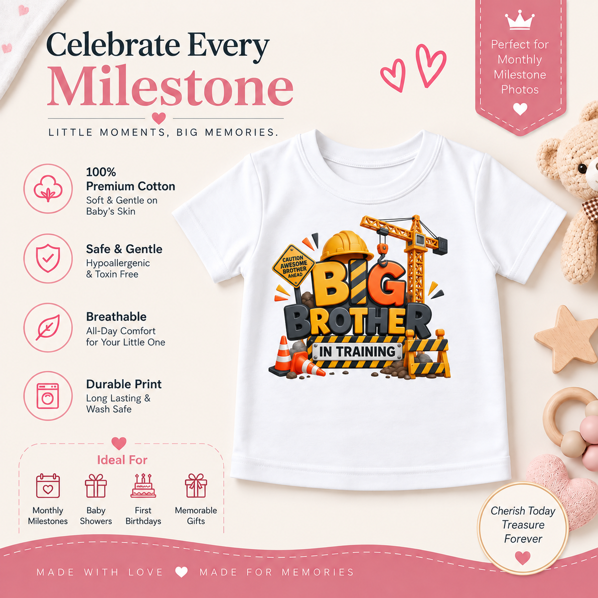 Big Brother In Training Kids Cotton T-Shirt