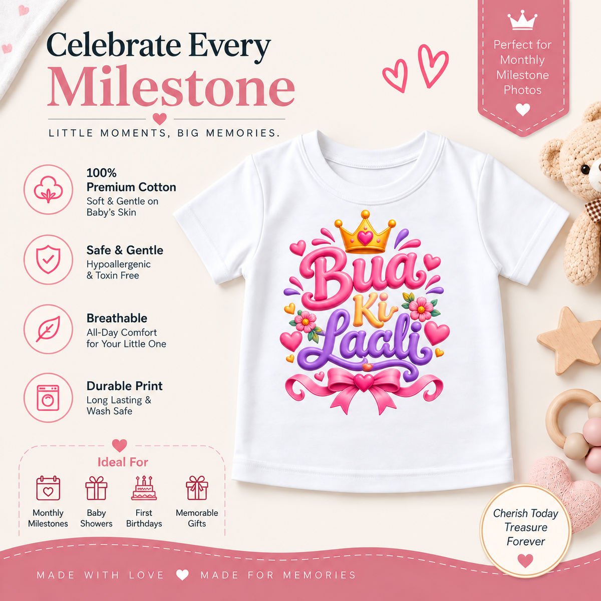 Bua Ki Laadli Princess Kids Cotton T-Shirt