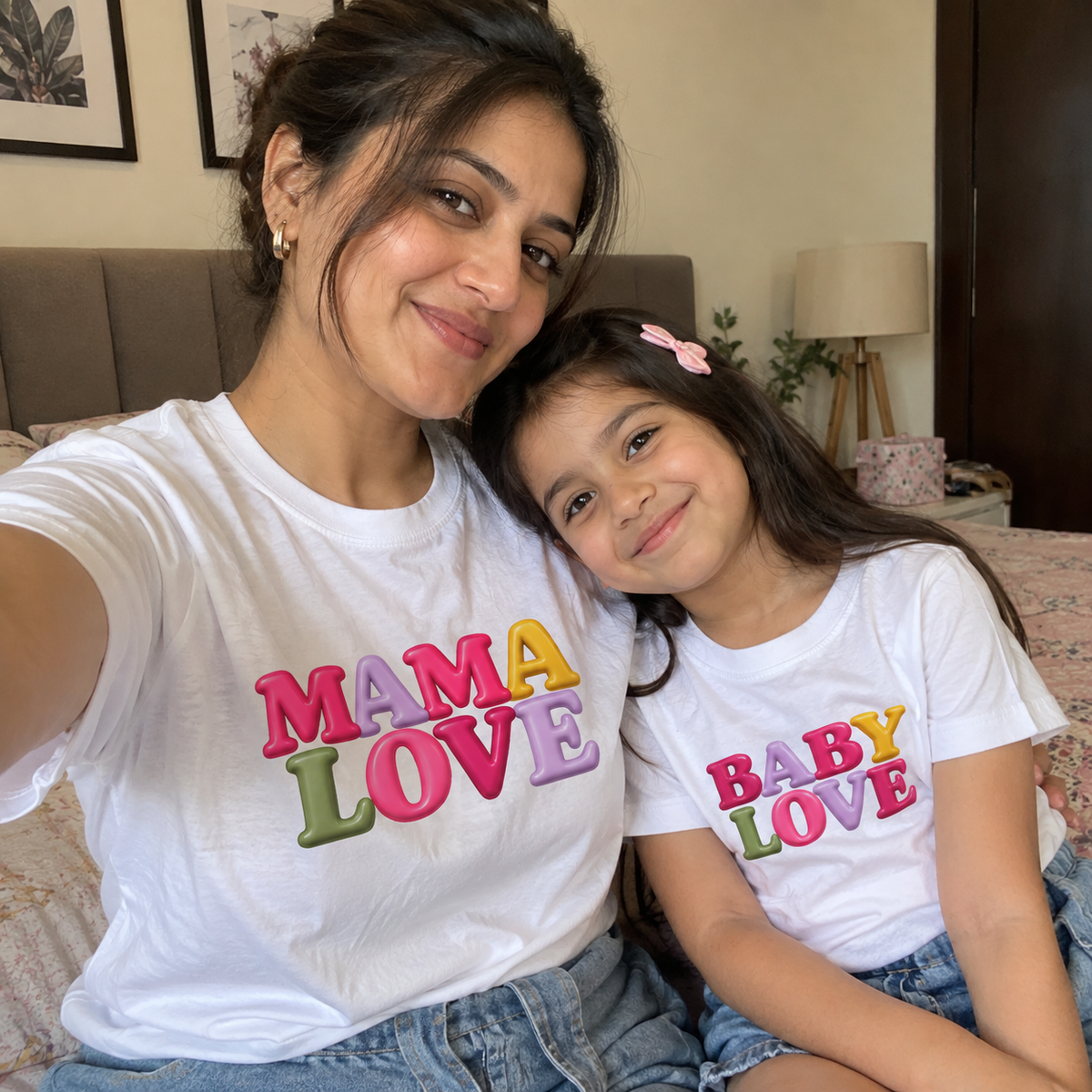 💕 MAMA LOVE & BABY LOVE – MOTHER DAUGHTER MATCHING T-SHIRT DUO