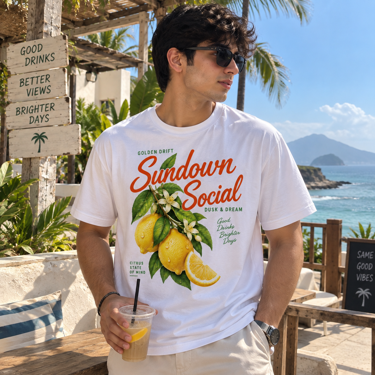 Sundown Social Citrus Graphic T-Shirt – Tropical Vibes Edition