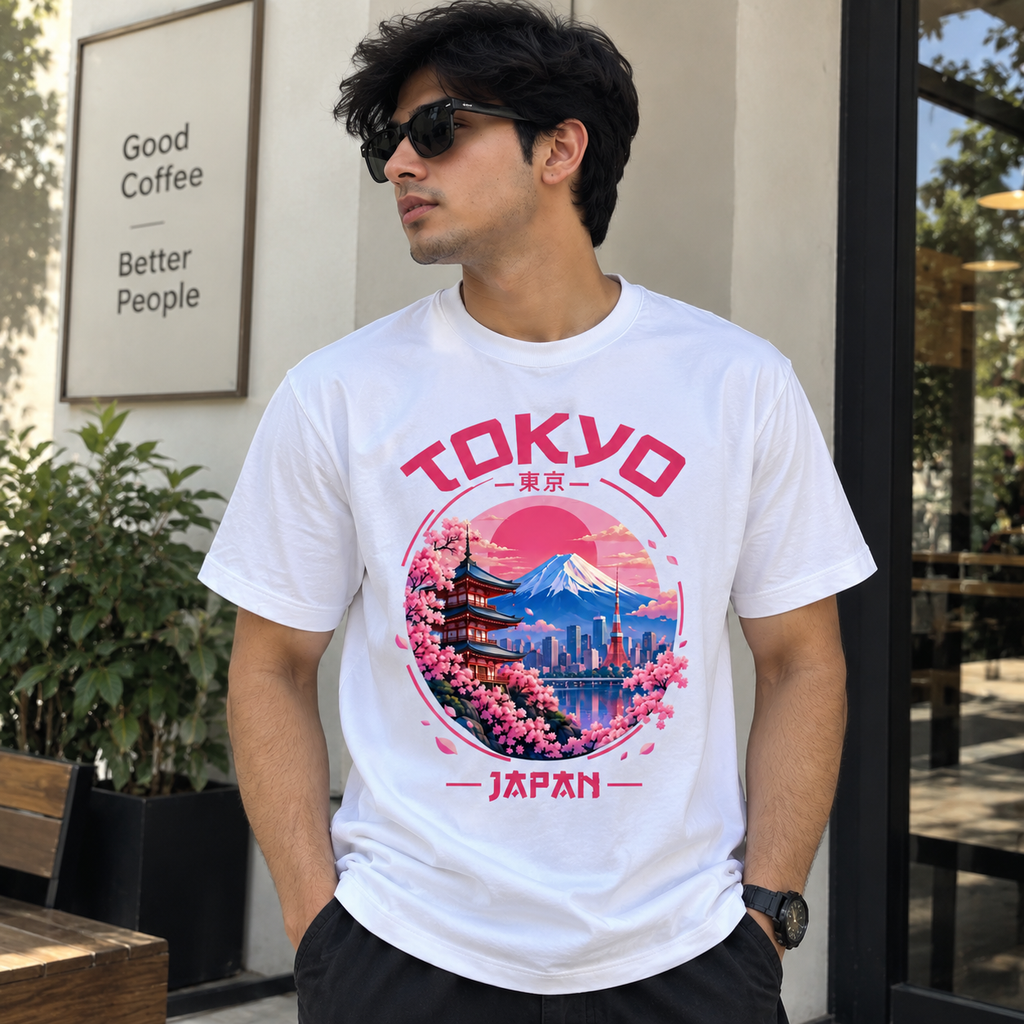 Tokyo Sakura Japan Graphic T-Shirt – White