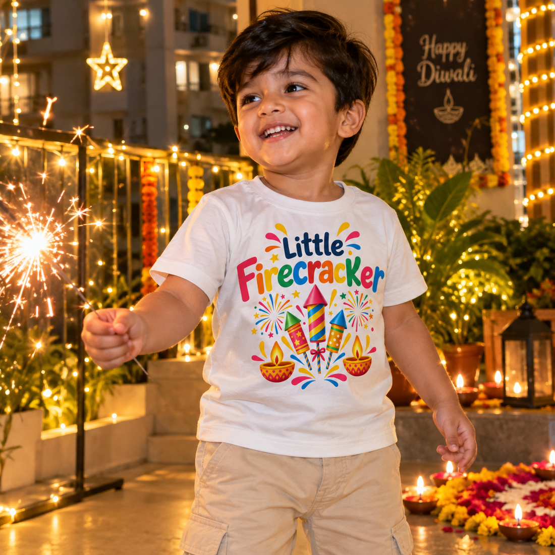 Little Firecracker Diwali Celebration T-Shirt