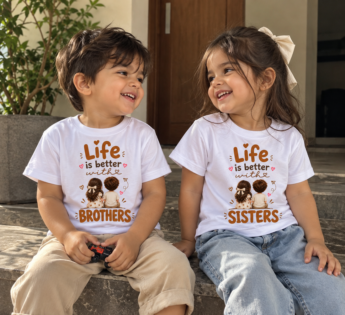 LIFE IS BETTER WITH BROTHERS & SISTERS – MATCHING SIBLING T-SHIRT COMBO
