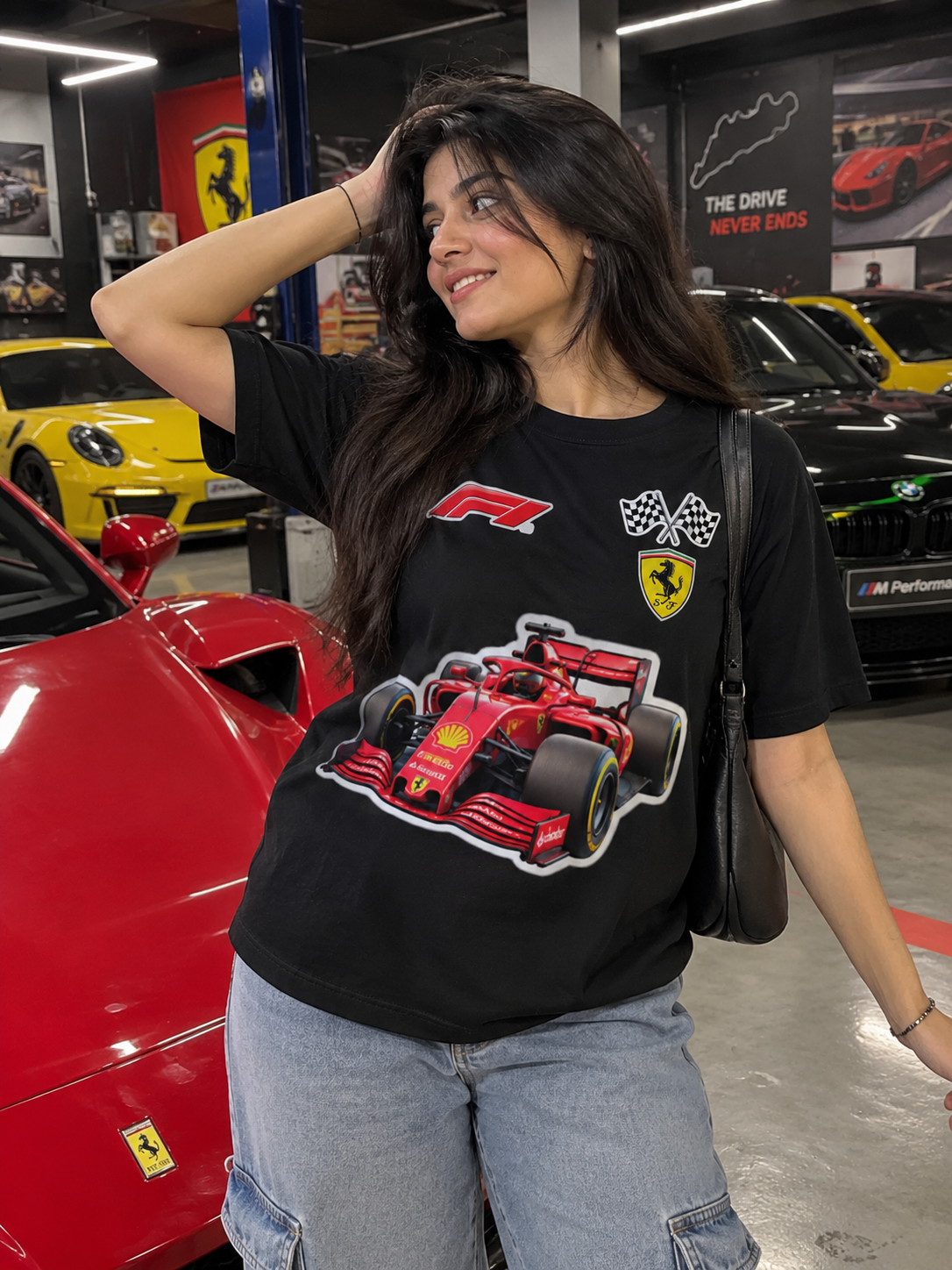 Racing Speed Front & Back Graphic Black T-Shirt