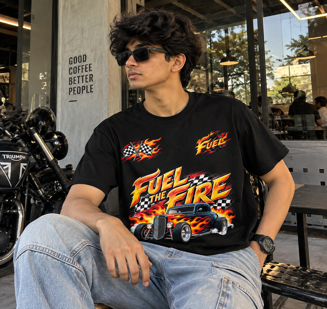 Fuel The Fire Racing Graphic Black T-Shirt