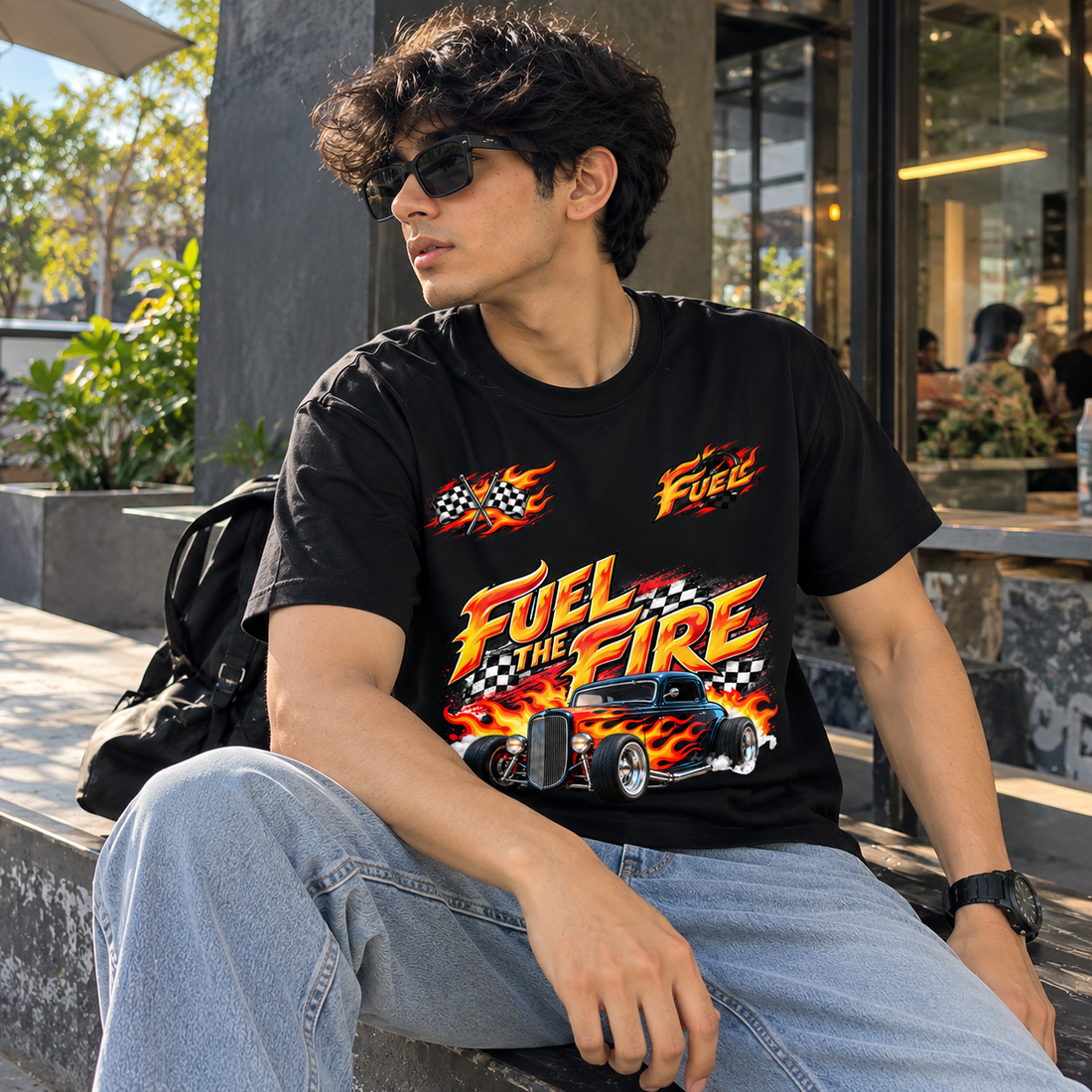 Fuel The Fire Racing Graphic Black T-Shirt