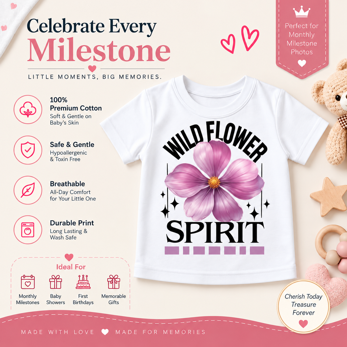 Wild Blossom Graphic Print Kids T-Shirt