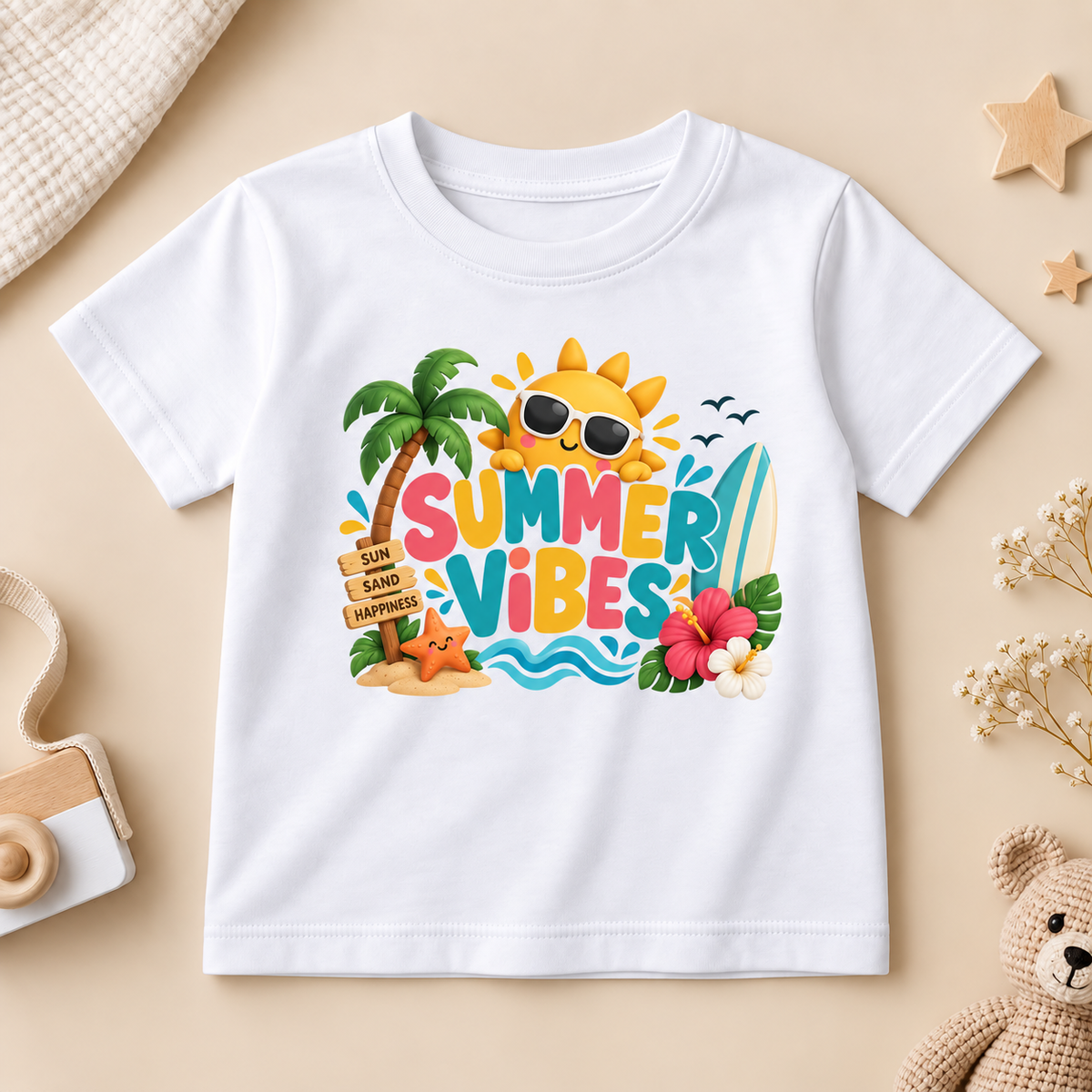 Little Sunshine Summer Vibes Kids T-Shirt