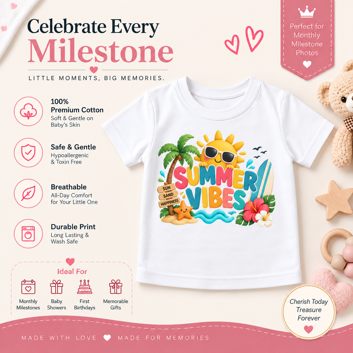 Little Sunshine Summer Vibes Kids T-Shirt