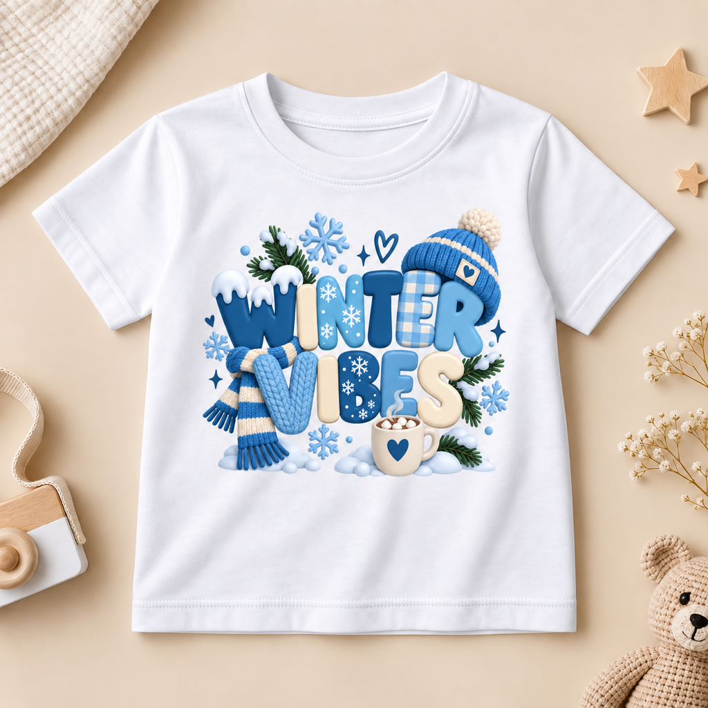 Snowflake & Winter Vibes Printed T-Shirt