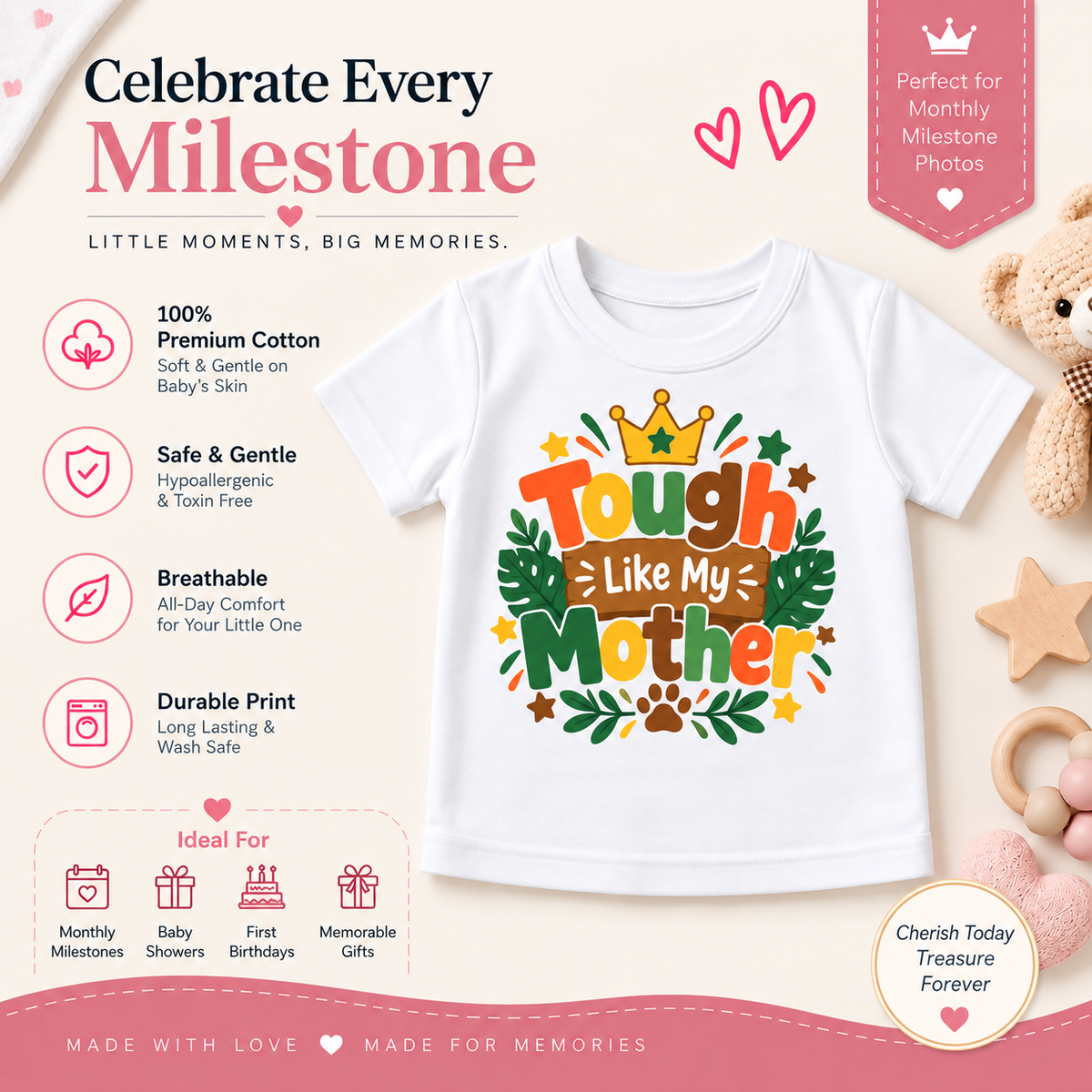 Mom’s Little Tough One Kids T-Shirt