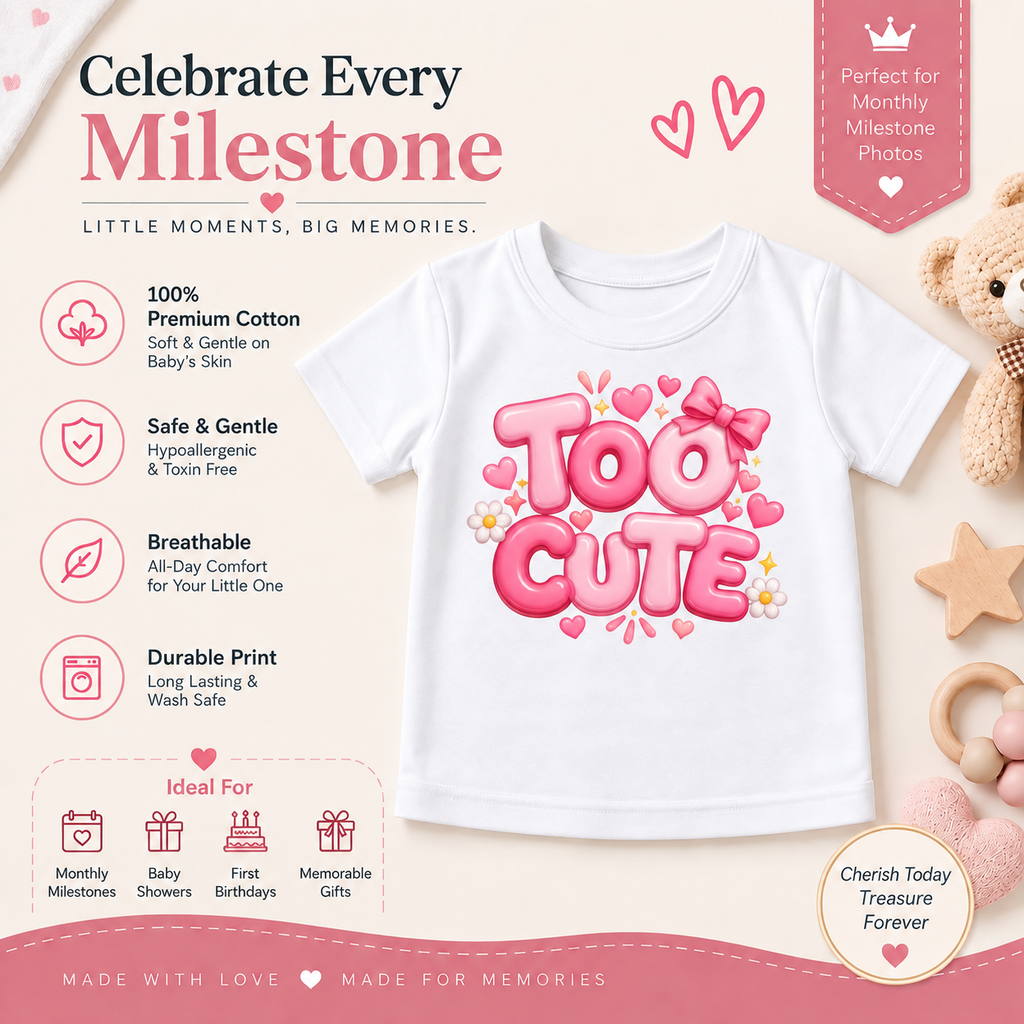 Too Cute Premium Printed Kids T-Shirt