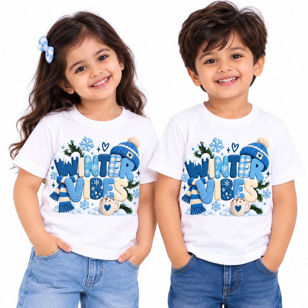 Snowflake & Winter Vibes Printed T-Shirt