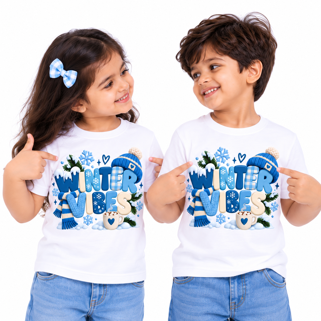 Snowflake & Winter Vibes Printed T-Shirt