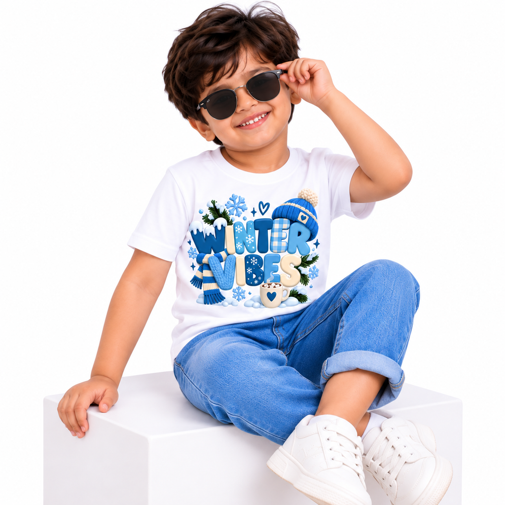 Snowflake & Winter Vibes Printed T-Shirt