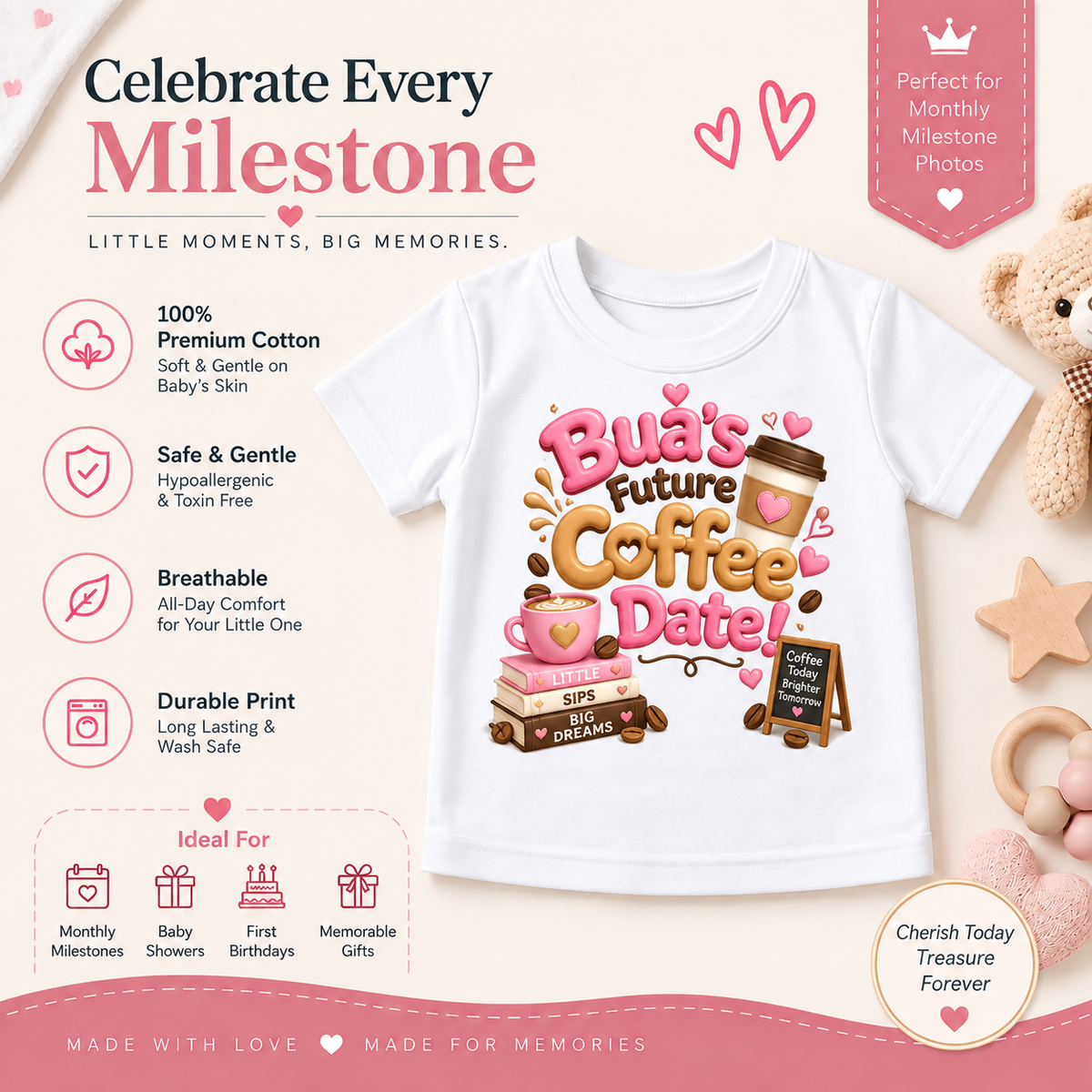 BUA'S FUTURE COFFEE DATE KIDS T-SHIRT