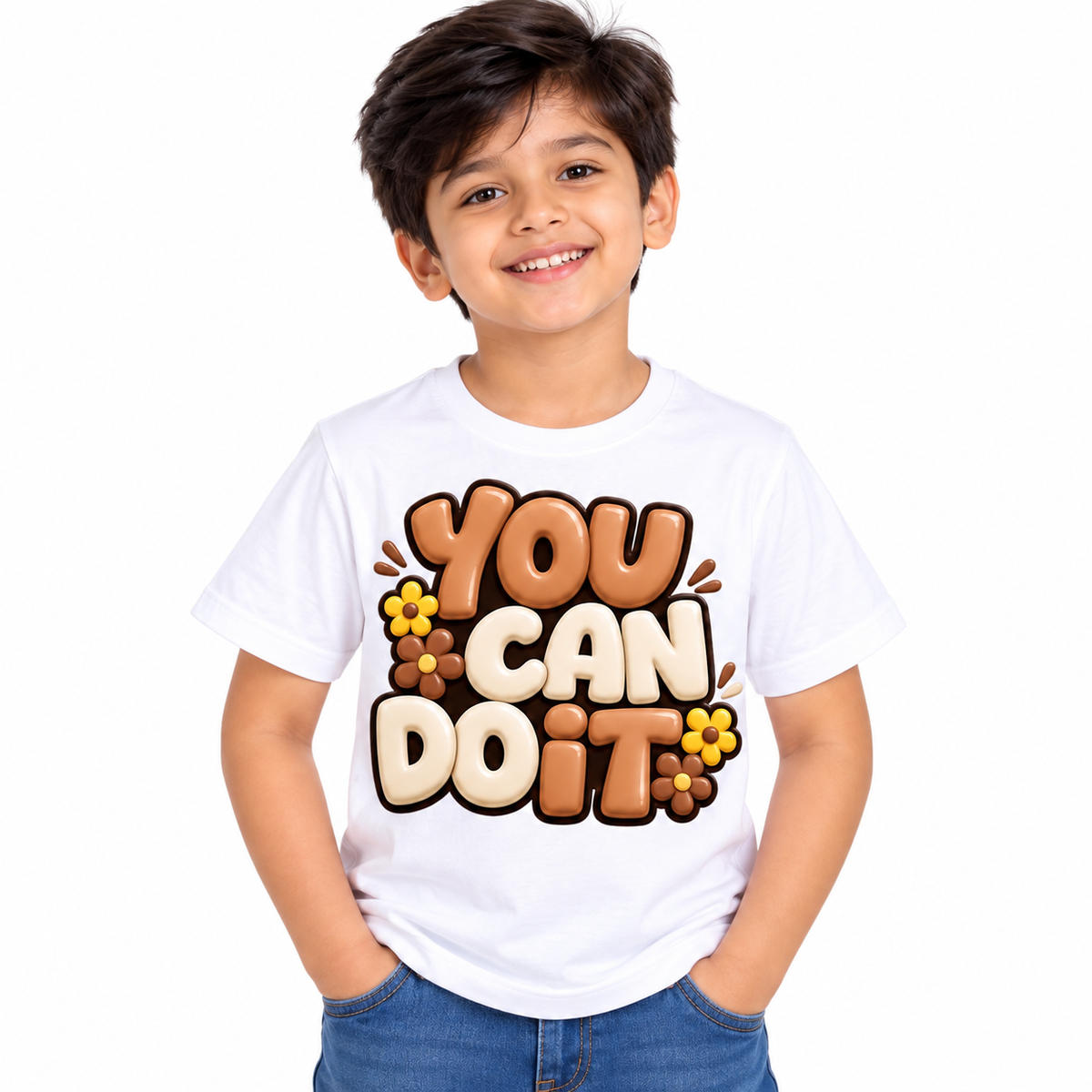 You Can Do It Graphic Kids T-Shirt 🌼🤎