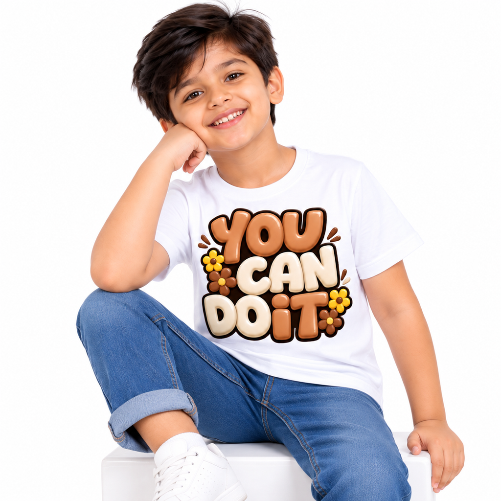 You Can Do It Graphic Kids T-Shirt 🌼🤎