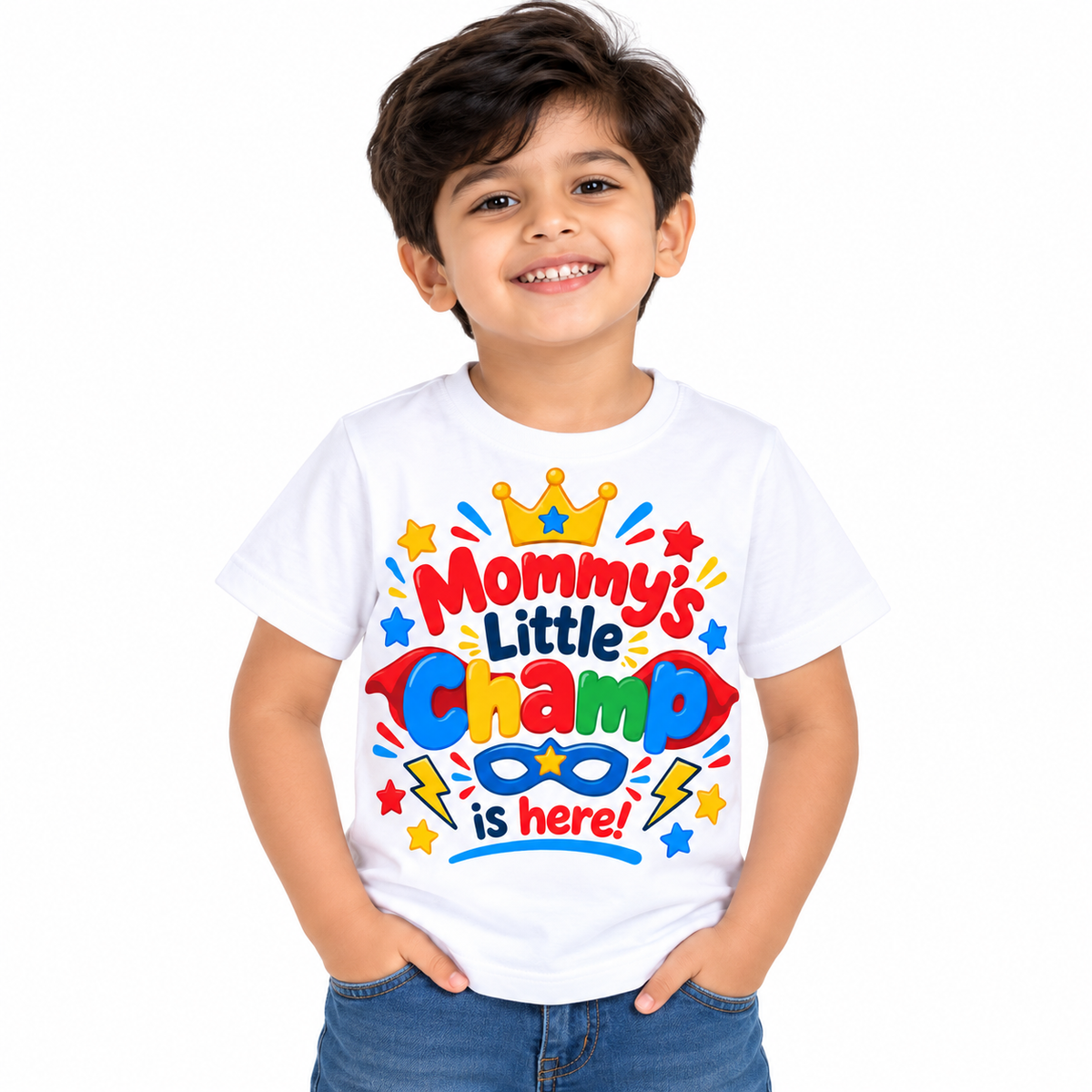 MOMMY’S LITTLE CHAMP – Kids Graphic T-Shirt 👑💙