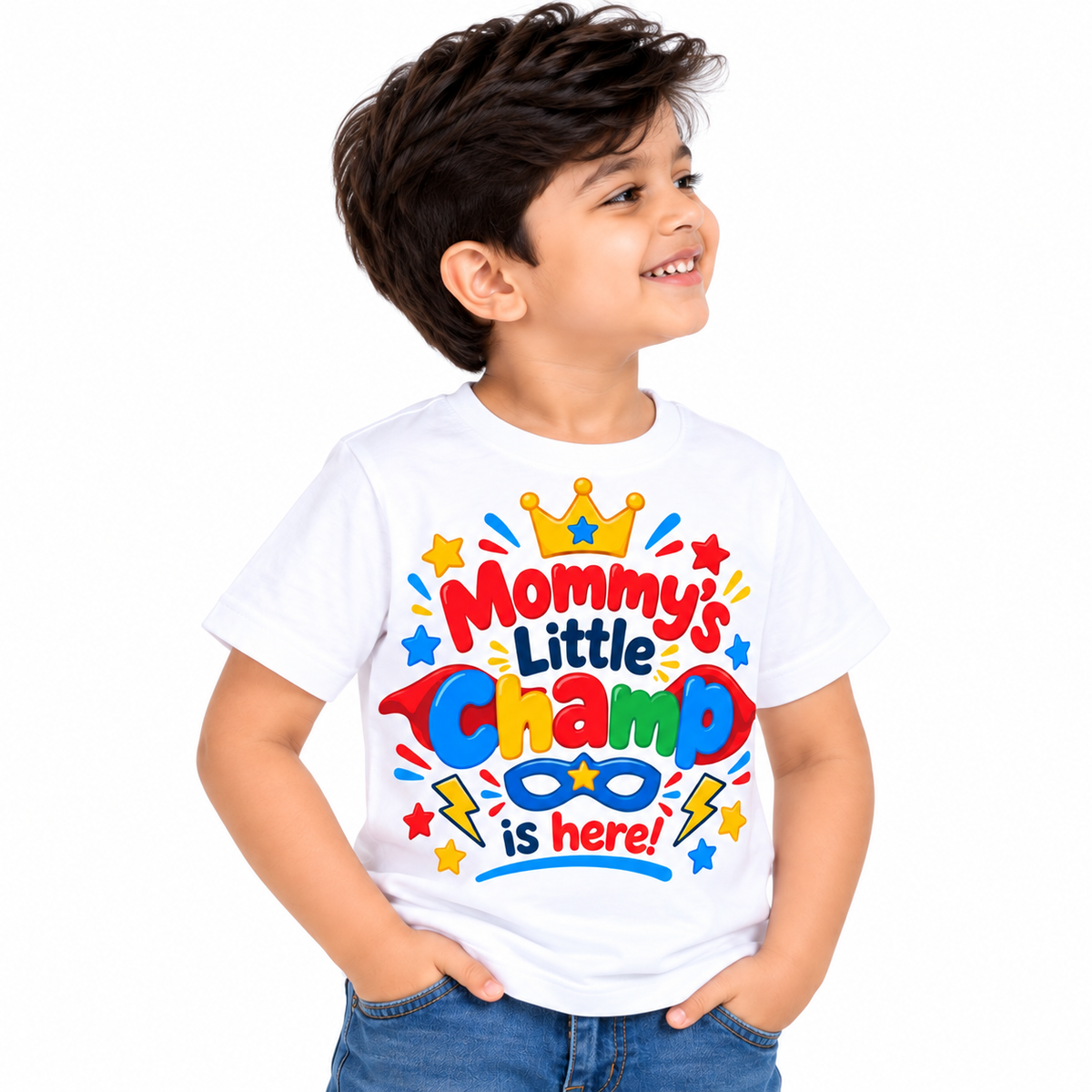 MOMMY’S LITTLE CHAMP – Kids Graphic T-Shirt 👑💙