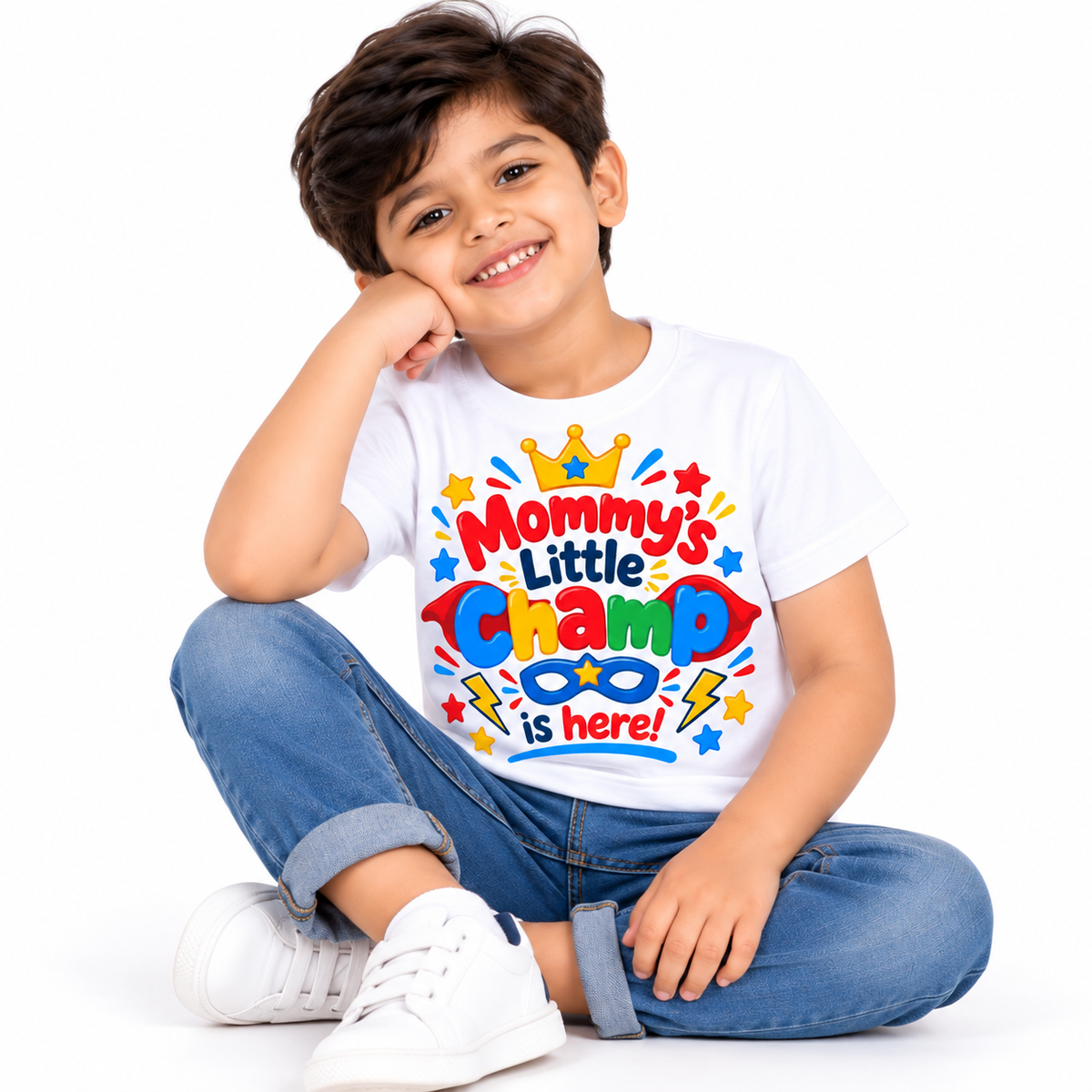 MOMMY’S LITTLE CHAMP – Kids Graphic T-Shirt 👑💙