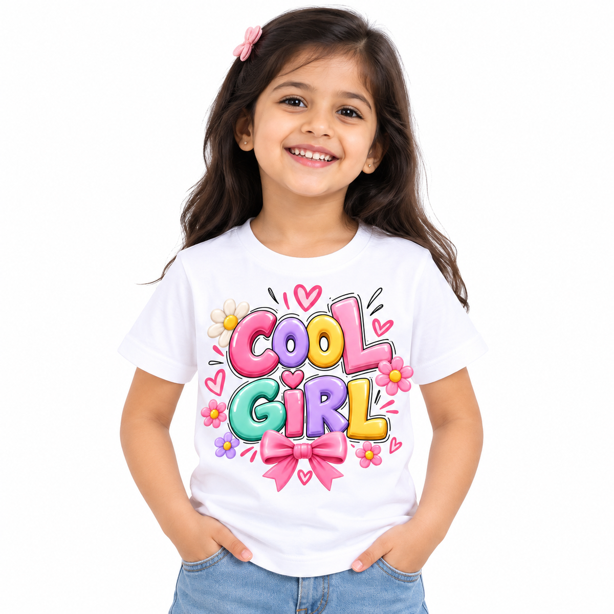 Cool Girl Bow Print premium T-Shirt