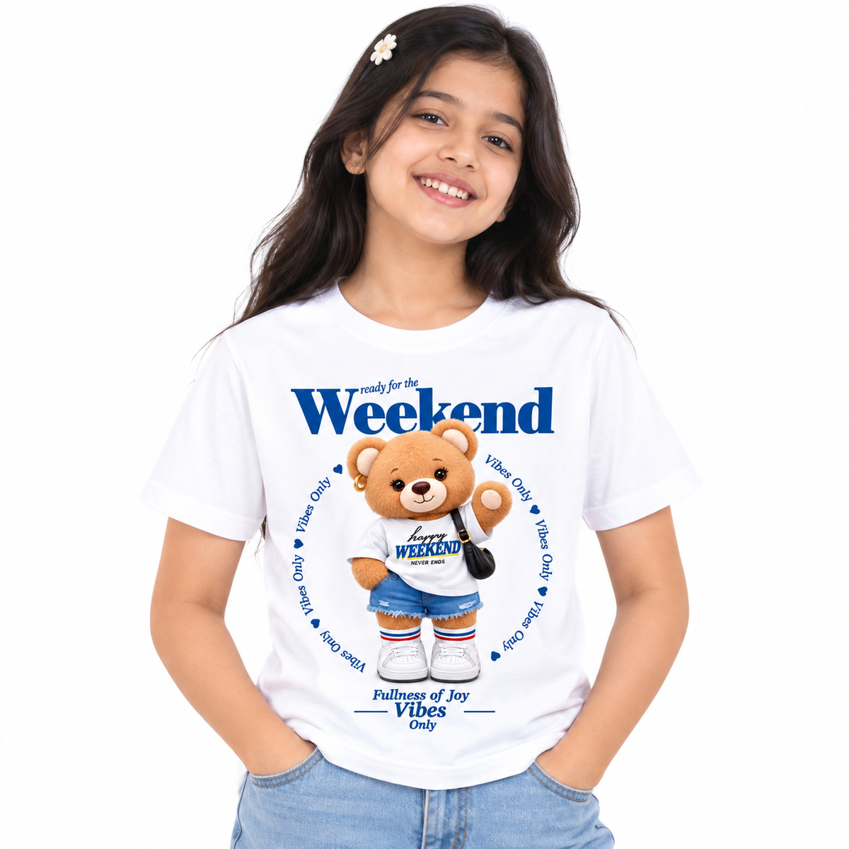 Happy Weekend Teddy Kids T-Shirt