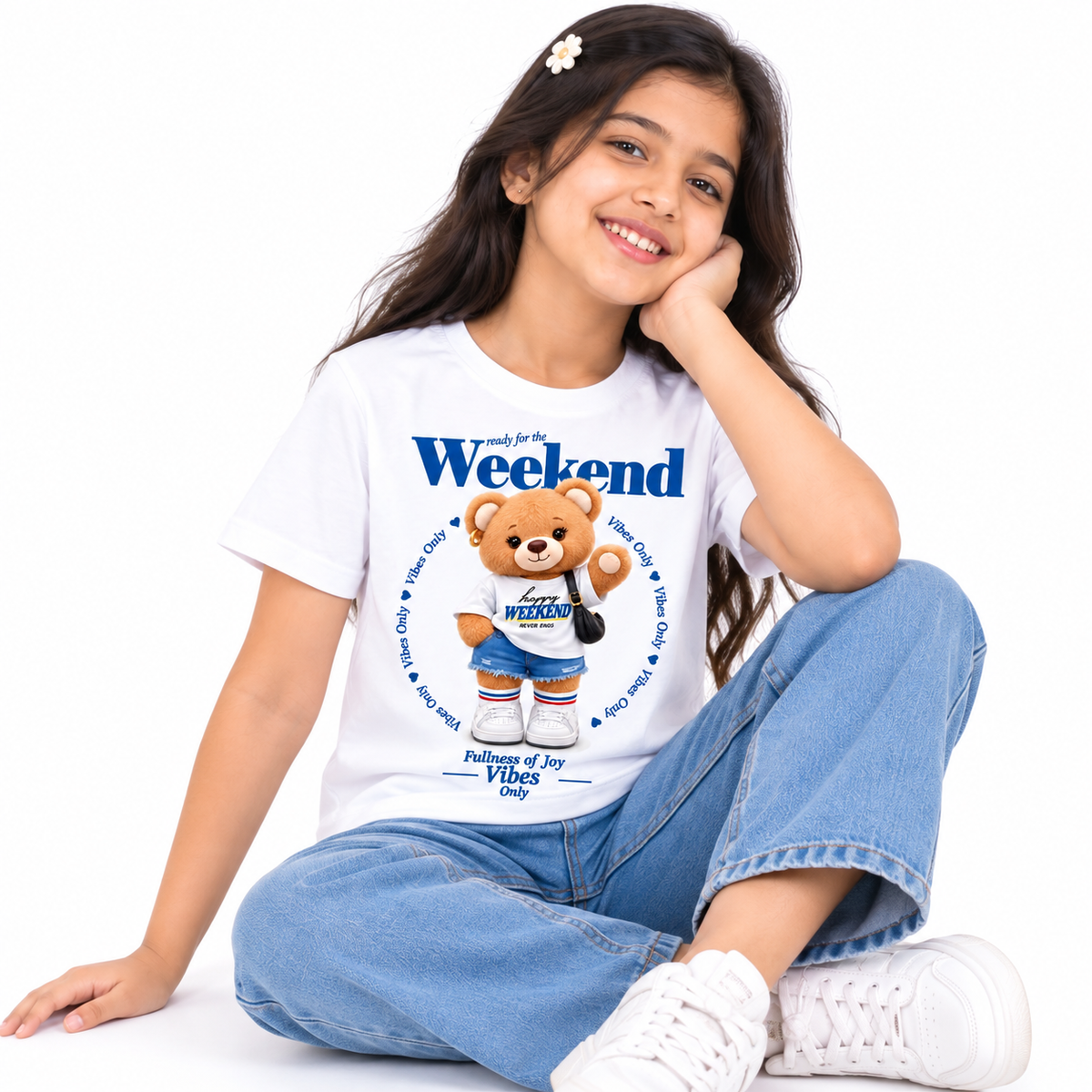 Happy Weekend Teddy Kids T-Shirt