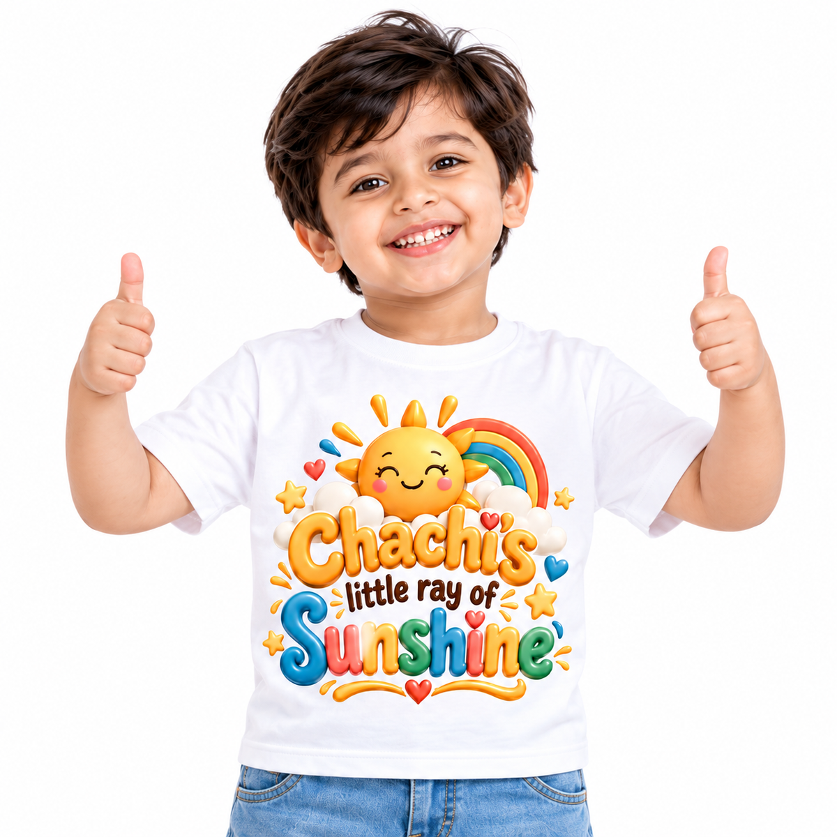 LITTLE SUNSHINE RAINBOW PRINT T-SHIRT