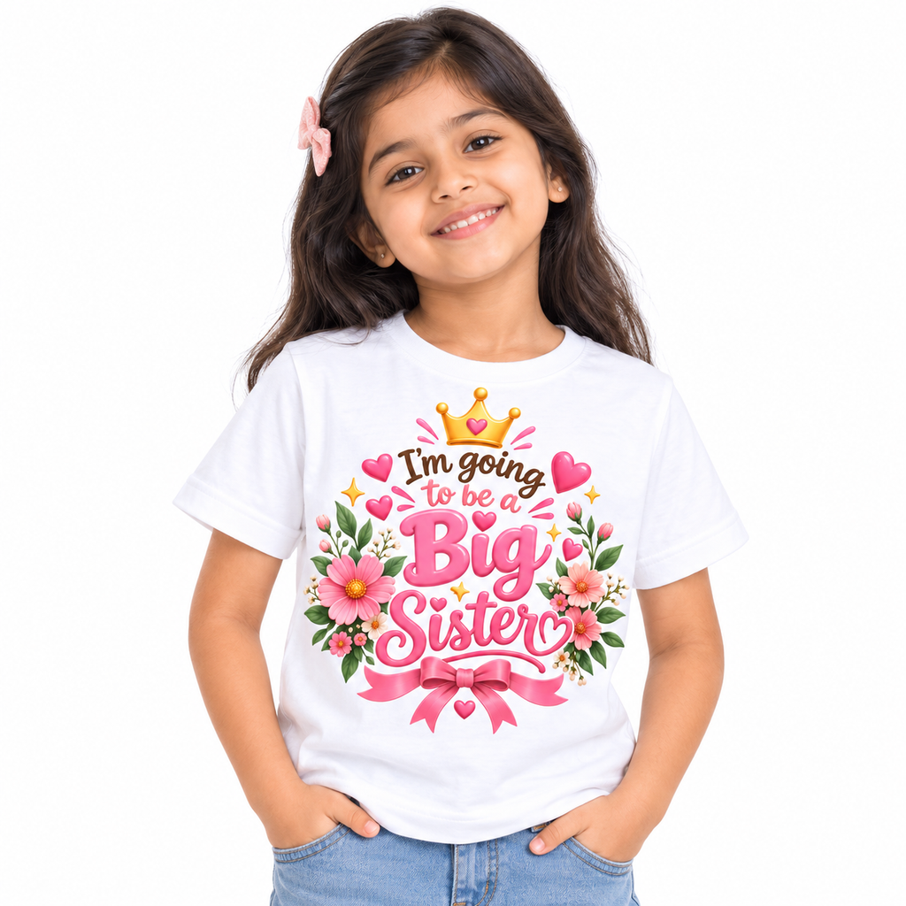 BIG SISTER FLORAL CELEBRATION KIDS T-SHIRT