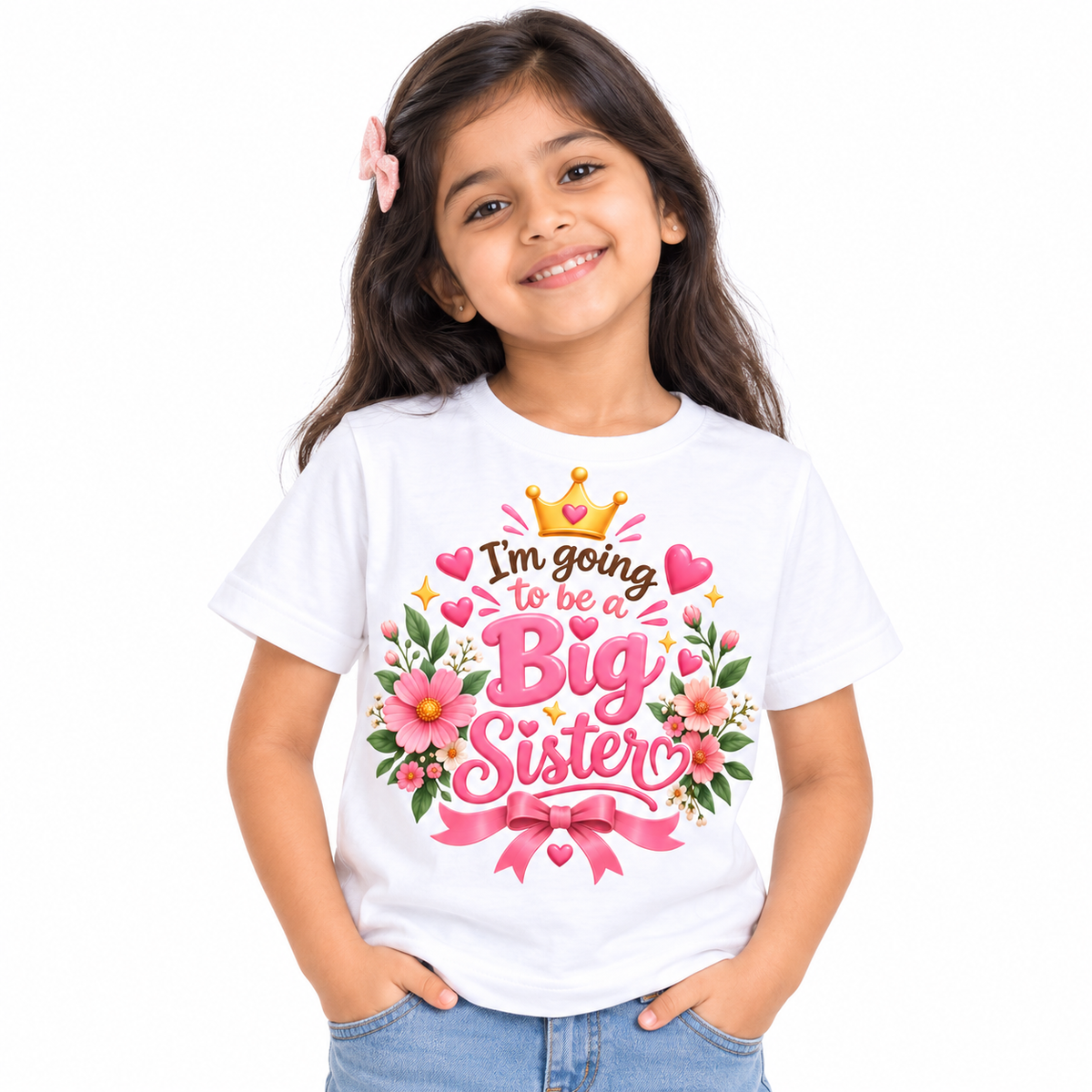 BIG SISTER FLORAL CELEBRATION KIDS T-SHIRT