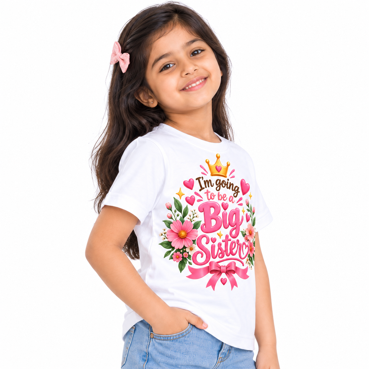 BIG SISTER FLORAL CELEBRATION KIDS T-SHIRT