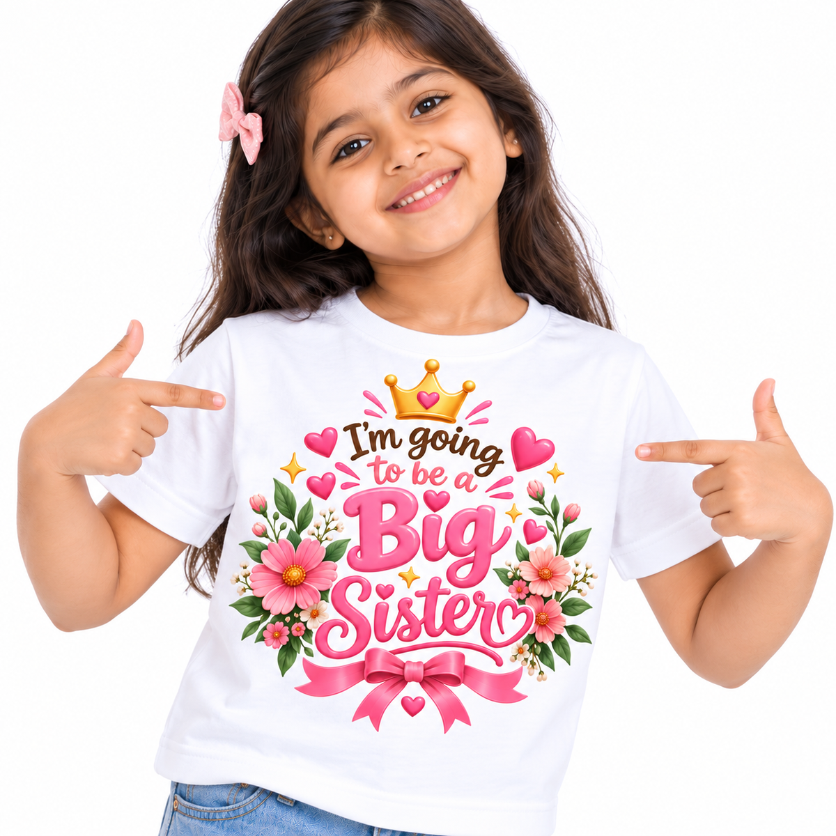 BIG SISTER FLORAL CELEBRATION KIDS T-SHIRT