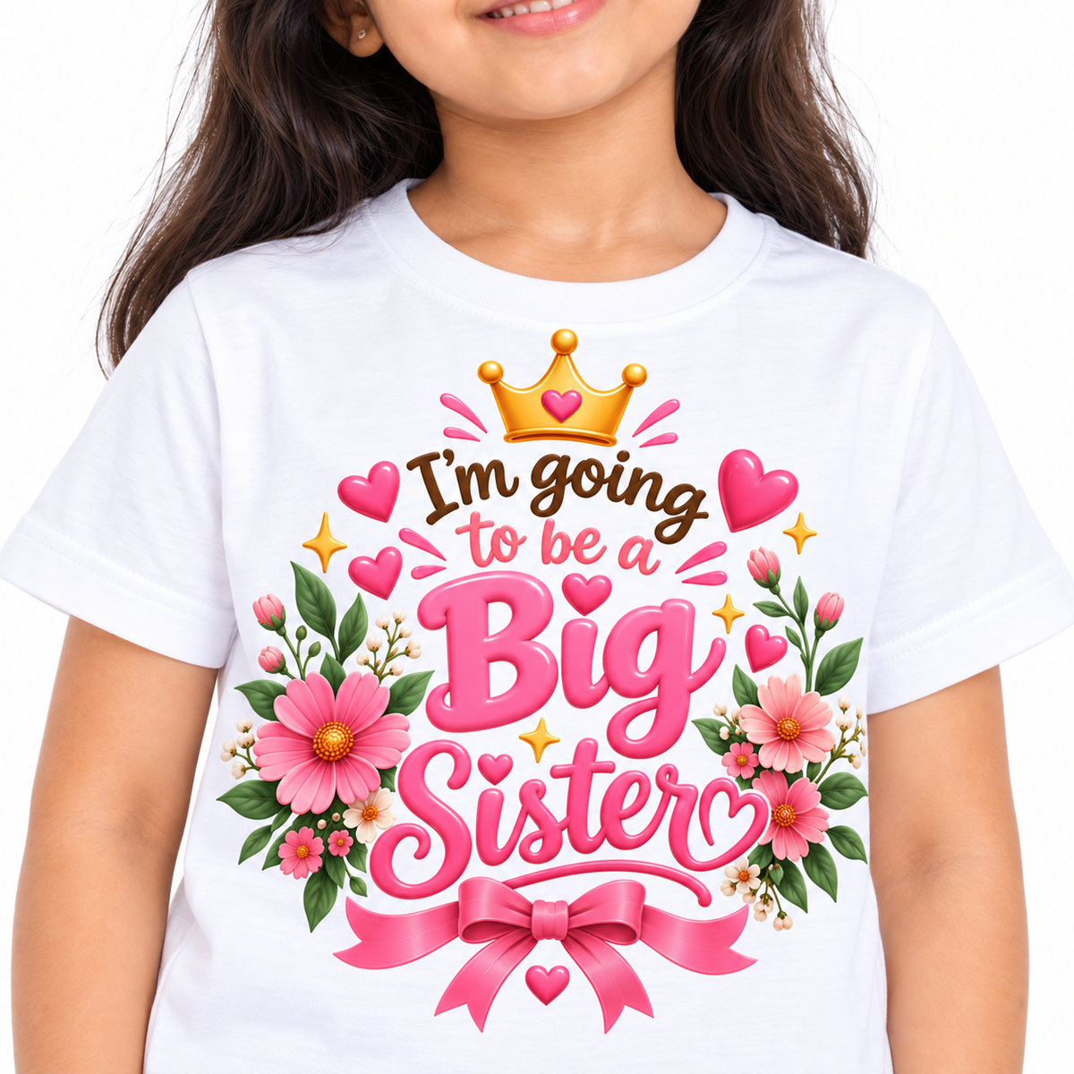 BIG SISTER FLORAL CELEBRATION KIDS T-SHIRT