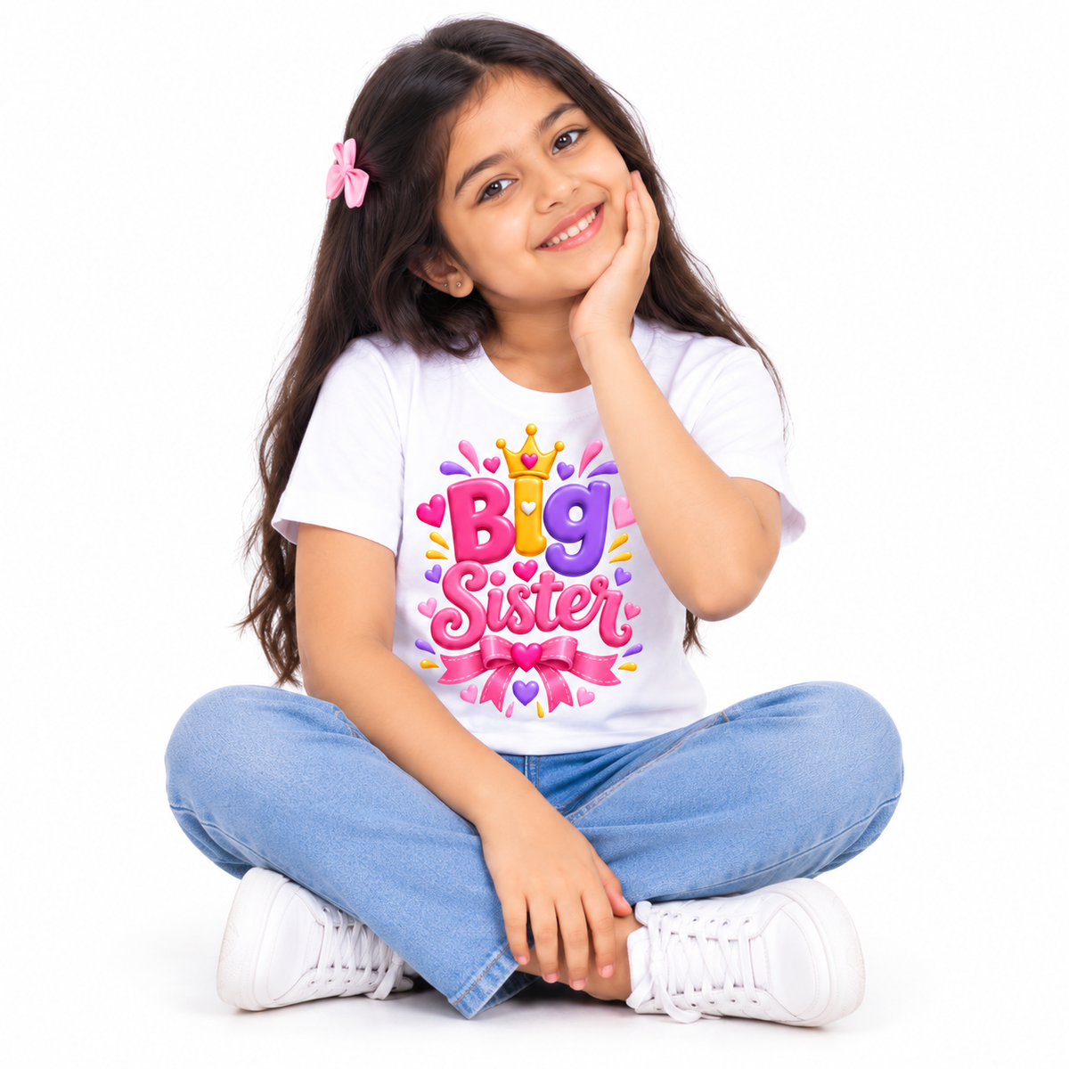BIG SISTER LOVE BOW PRINT KIDS T-SHIRT